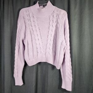 Aeropostale Women XL Lavender Cable Knit Mock Neck Cropped Sweater boho layering